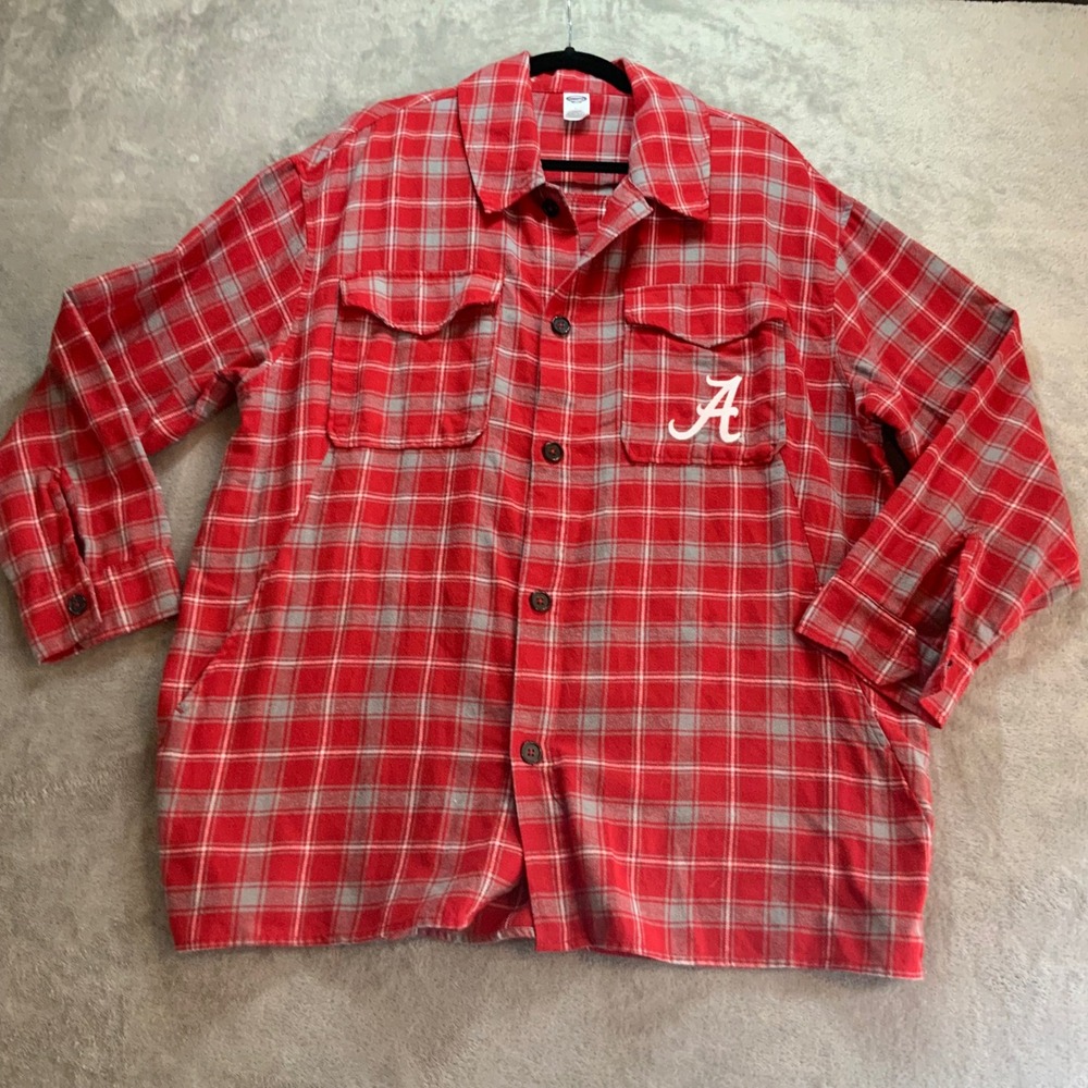 Concepts Sport Alabama Crimson Tide Red Plaid Flannel Sleep Shirt Large Womens